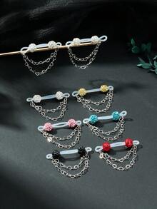 CIZME 1pair Cute Rhinestone Fake Nipple Rings For Women For Daily Decoration, Pink Nipple Cuff Non Piercing Nipple Rings Dangle Heart Chain Fake Nipple Studs Fake Nipple Piercing Jewelry