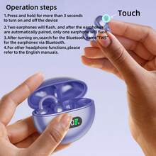 开放式无线耳机，耳挂式设计，圆形磨砂外观，内置麦克风，触控，适合运动和户外旅行，是送给朋友和情人节的绝佳礼物 - 均碼 - 查看 9