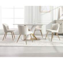 Chairus PU Leather Kitchen Chair Set Of 2 Side Dining Chairs Armless Tub Chair With Metal Legs - 白色 - 查看 7