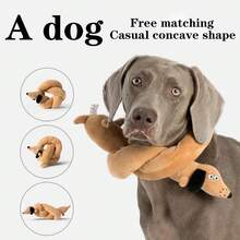 1pc Plush Sausage Dog Doll, Realistic Dachshund Stuffed Animal Chew Doll With Sound - Multicolor - View 6