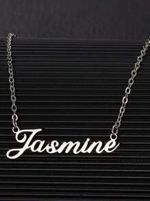 1pc Personalized Minimalist Elegant DIY Name Necklace Stainless Steel Choker - Customized Name Stainless Steel Necklace (English Only), Fashion, Autumn Style, Retro, Minimalist, Soccer Mom - Multicolor - View 5