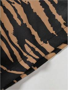 Men's Hawaiian Zebra Print Shirt Button Up Short Sleeve Collar Animal Print Shirt Tops Cheetah Print Topshalloween - Brown - View 4