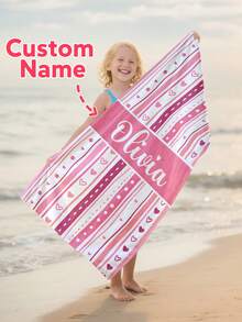 Personalized Kids Beach Towel,Summer Birthday Gift For Kids,Summer Vibes,Girls Beach Trip,Custom Beach Towel,Swimming Pool,Beach Decor,Christmas Gift Supplies