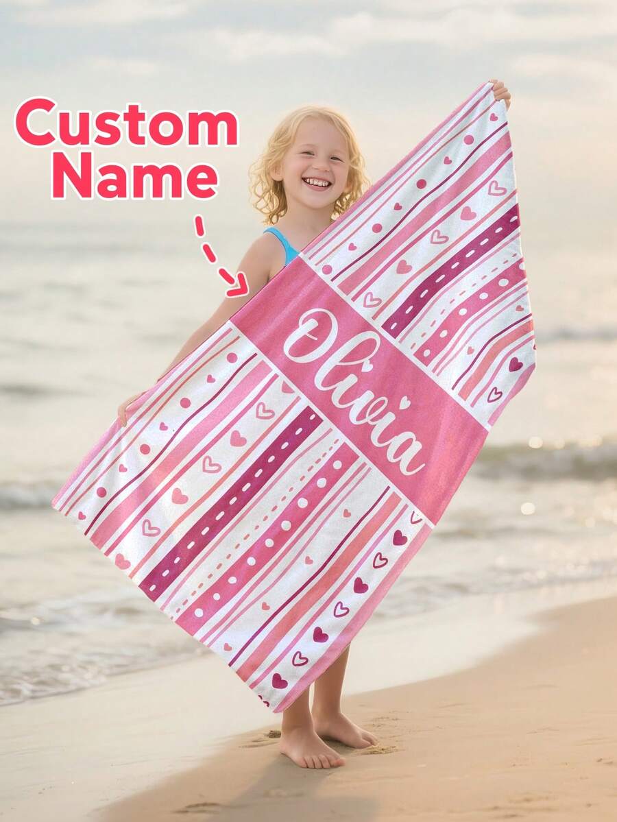 Personalized Kids Beach Towel,Summer Birthday Gift For Kids,Summer Vibes,Girls Beach Trip,Custom Beach Towel,Swimming Pool,Beach Decor,Christmas Gift Supplies