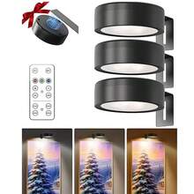 3 件装 LED 电池供电磁性绘画灯，无线家居墙壁装饰，带遥控器 - 黑色 - 查看 10