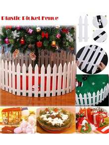 20pcs/Set 12-Inch Christmas Tree Gate, Kids & Pets Fence Barrier, Party Garden Home Decor Small White Plastic Fence Panels - Lightweight, Durable And Easy To Clean Fence For Indoor/Outdoor Garden, Flower Beds, Vegetable Patches, And Christmas Decor - Multifunctional Garden And Home Decoration, Outdoor Fencing