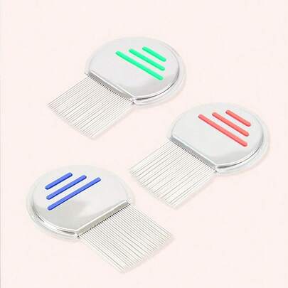 1把专业不锈钢圆梳 - 有效去除头虱和虱卵 - 易于使用和清洁，宠物梳理去毛结梳，适用于猫狗美容，跳蚤梳，细齿虱卵梳