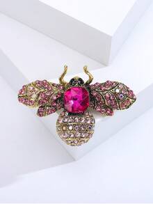1pc Alloy & Rhinestone Bee Brooch - Pink - View 3