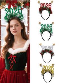 1 Stück 2026 Haarband (Glitzer-Stil) - mit 2026 Nummer & Fünf-Zacken-Stern Design, unisex, geeignet für Partydekorationen, Partybegünstigungen, Neujahrsfeiern und den täglichen Gebrauch