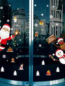 全新 43 片装圣诞雪花玻璃窗贴，圣诞贴花装饰节日雪花圣诞老人驯鹿雪人贴花，圣诞装饰贴纸，节日排队装饰