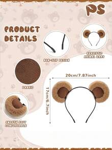 1/2 Băng đô tai gấu 3D dễ thương thời trang thu đông, Phụ kiện tóc đội đầu cao, Thích hợp cho các buổi đi chơi hàng ngày, Trang trí tạo kiểu tóc, Bohemian dễ thương - Nhiều màu - Xem 7