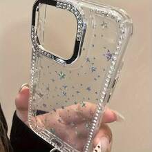 Teléfono brillante con un marco con orificio grande y purpurina, diseñado para 16 Pro, 15, 14 Plus, 13, 12 y 11. Una funda protectora ideal para amigos y familiares de Año Nuevo, Pascua y Halloween. - transparente - Ver 4