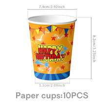 10Pcs Themed Disposable Tableware Set - 9/7" Paper Plates, 9oz Cups & Printed Napkins For Birthday Parties, BBQs, Picnics & Gatherings - Multicolor - View 4