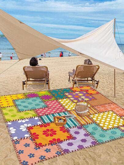 1 Stück neue wasserdichte und sandabweisende digital bedruckte Picknick-Matte/Strandtuch, modisches und frisches Muster, geeignet für Outdoor-Camping und Picknicks