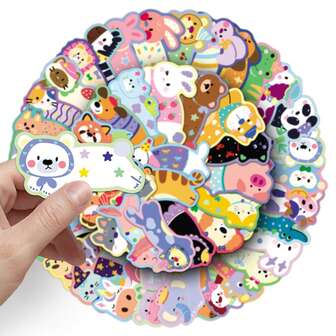 50pcs Cute Running Animal Stickers, Waterproof, Suitable For Decorating Cups, Journals, Scrapbooking