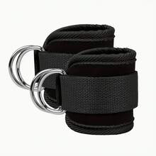 1 Adjustable Breathable Ankle Strap For Resistance Bands - Durable Black Polyester Fitness Ankle Loop - Perfect For Taekwondo, Leg Strength Training, Hip Exercises, And Leg Exercises - màu đen - Xem 1