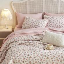 Floral Quilt Set Coquette Cottagecore Shabby Chic Flower Pattern For Women Teen Girls Reversible Lightweight Bedspread Coverlet 3 Pieces Pink Twin Twin XL Size - 粉色 - 查看 1