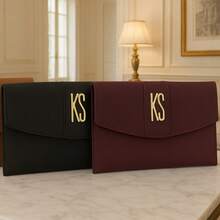 KS Karla Samenho cosmetics and accessories Elegant Women's Bag 2-Piece Kit Large Tote Bag With Shoulder Strap + Document Holder - 酒紅色 - 查看 5