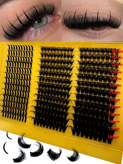 New 5D Fluffy Lash Clusters 80D+100D Eyelash Clusters Spikes Eyelash Clusters Thick Cluster Eyelash Extensions C/D Curl Lashes Clusters 377 Pcs Individual Lashes 9-18MM Cosplay 3D Spiky Wispy Thick Mink Fake Eyelashes Makeup Lash Clusters, Eyelash Clusters, Individual Eyelashes, Lashes, Fake Lashes