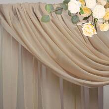 1pc Wine Red/Champagne Sheer Chiffon Drape For Party Decor, Birthday Decor, Wedding Arch, Table Cloth, Reception Backdrop, Wedding Decor Fabric, Halloween, Christmas (300*75cm/180*30cm) - Champagne - View 7