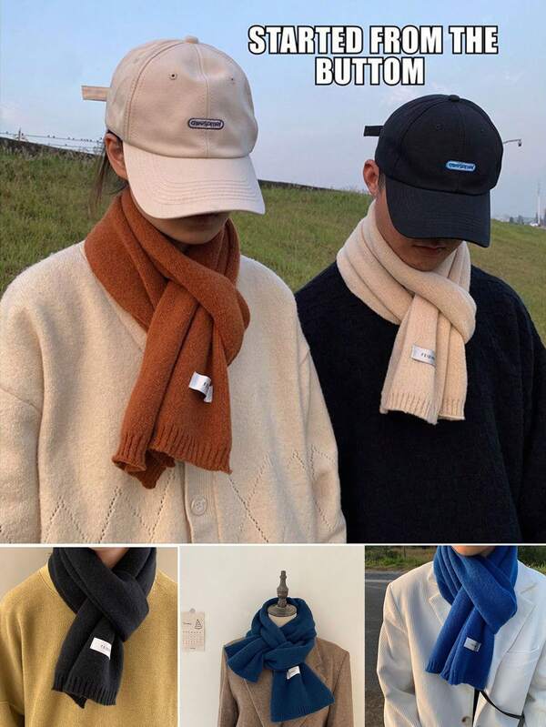 Bufanda de unicolor para invierno, estilo unisex para parejas, calentador de cuello de punto para uso al aire libre