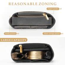 Organizador de minibolsos Lo1ngchamp Le Pliage, pequeño organizador de fieltro, ideal para bolsos pequeños, con bolsillos multifuncionales. - Gris - Ver 3