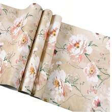 1 Roll Of Yellow Floral Wallpaper Vinyl Self Adhesive Paper Bedroom Living Room Kitchen Home Decoration Wallpaper Appliance Drawer Furniture Renovation Repair Peel Off Cover Film Diy Easy Installation Can Be Removed 45cm*500/300/100cm - Yellow - View 6