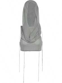Women Knitted Hoodie Sweater Vest Sleeveless Hollow Out Hooded Crop Top Streetwear Rave Oufit - 淺灰色 - 查看 7