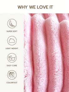 1件超大条纹毯，宽条纹镂空仿兔毛，奶白色绒面，法兰绒材质，休闲午睡毯，办公室午睡毯，轻盈优雅，触感如云朵般柔软 - 粉色 - 查看 2