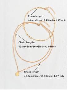 2pcs/Set Fashionable Personalized Circle Pendant Multi-Layer Women's Chain Necklace & Simple Style Chain Necklace