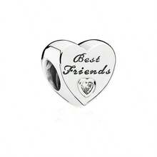PANDORA 潘朵拉 好朋友串珠女士銀色925銀永恆朋友愛心串飾串珠DIY串珠手鍊串珠送女友送媽媽送孩子聖誕禮物生日禮物開學禮物 791727CZ - 銀色 - 查看 1