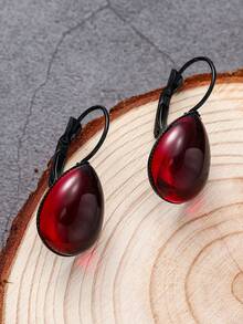 1 对哥特式吸血鬼红色时尚神秘水滴形女士耳环，神秘女巫珠宝万圣节礼物配饰 - 耳環 - 查看 2