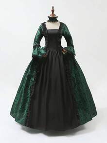 Victorian Palace Dress, European & American Medieval Palace Retro Dress, Lace Drawstring Arabian Long Dress For Birthday Party, Halloween Stage Performance Cosplay