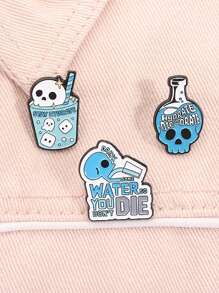 3Pcs Pumpkin Skeleton Enamel Pins Halloween Spooky Season Skeleton Hand Brooches Lapel Badge Fashion Jewelry Gifts For Friends