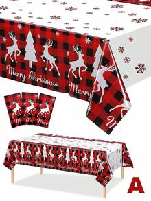 1pc Christmas Disposable TableCloths Table Cover Plastic,Christmas Party Tablecloth,54 * 108inch,Rectangular Tablecloth,Red Gingerbread Man, Great For Kitchen And Restaurant Holiday Decorations - Buffalo Plaid Snowflake Deer Christmas Tree Rectangular Tablecloth For Christmas Party Tablecloth Restaurant Holiday Christmas Table Decorations