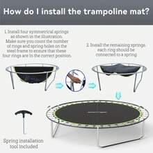 SPORTNOW Trampoline Replacement Mat With Eight Rows Of Stitching, Spring Pull Tool, 42 V-Hooks, For 8ft Trampoline, Using 14cm Springs, Trampoline Jumping Mat, Green - Green - View 5