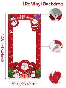 1pc Christmas Decor Vinyl Photo Frame Decoration Banner,Santa Claus Snowman Penguin Design Photo Booth Props Frame Decor,Christmas Party Decoration For Birthday & Holiday Celebrations,Merry Christmas Backdrop Banner,Holiday Party Background Decor,Festive Backdrop Banner,Christmas Decoration,Xmas Decor