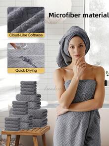 18pcs Luxury Towel Set, Made Of Super Soft And Absorbent Microfiber, Quick Drying, Lint-Free And Colorfast, Ideal For Home, Bathroom, Gym, Hotel, Spa, Travel, Autumn, Halloween, Christmas Decoration - Multicolor - View 4