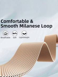 1条女士时尚玫瑰金米兰尼斯金属表带，适用于三星智能手表，通用18mm/20mm/22mm不锈钢磁吸表带，适用于三星Galaxy Watch 7/6/5/4/3（40mm/44mm）、Galaxy Active 2（40mm/44mm）、三星Galaxy Watch 3（42mm/46mm）。 - 玫瑰金 - 查看 4