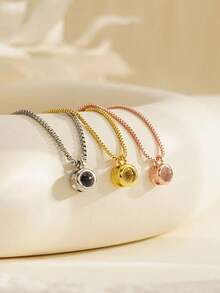 Customized Box Chain Projection Necklace, Customized Colorful Photo Projection Necklace, Stainless Steel Photo Projection Clavicle Chain For Women, Memorial Photo Necklace, Valentine's Day Customized Gift, Gift For Girlfriend, Best Friend, Bridesmaid - Box Chain Necklace - View 8