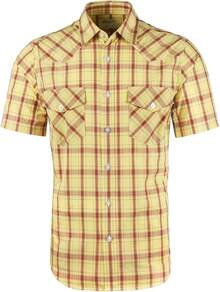 Mens Short Sleeve Plaid Button Down Shirt Western Casual Shirts With Two Pocketshalloween - 黃色 - 查看 1