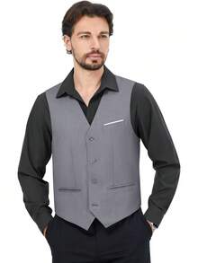 Men's Dress Shirts Solid Long Sleeve Stretch Wrinkle-Free Formal Shirt Business Casual Button Down Topshalloween - 酒紅色 - 查看 6