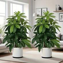 2 piezas de planta artificial tropical de pata de pato, hojas de plástico verde realistas, adecuadas para porche, pasillo, jardín exterior, todas las estaciones, decoración interior y exterior, sin maceta