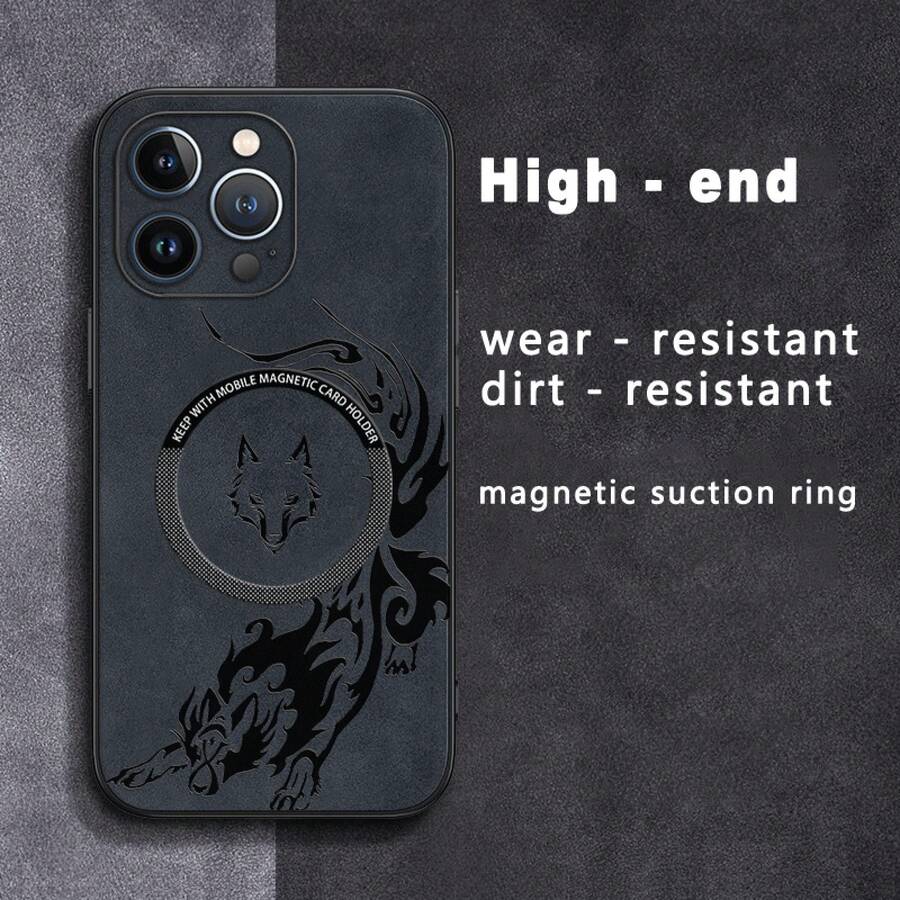 Funda magnética para teléfono con estampado de lobo, imitación de piel de oveja, compatible con phone 12, 13, 14, 15, 16 Plus y Pro. Elegante y de calidad. Un regalo perfecto. Estilo vintage. Fundas con colgantes. Cristal templado. Para él y para ella. Diseño de lobo. Imitación de cuero. Premium. Funda protectora. Cierre magnético. Ideal para amantes de la moda y entusiastas de la tecnología. - Colores mixtos 2 - Ver 1