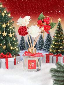 [Gratis Diffusor-Stäbchen] Weihnachts-Duftkerzen-Geschenkbox ohne Flamme, (1 Flasche Aromatherapie + 5 Diffusor-Stäbchen) dekorative Weihnachts-Feiertagsgeschenke, kann in Innenräumen, im Schlafzimmer, Bad, Wohnzimmer, Eingangsbereich platziert werden, reine Pflanzen-, Fruchtdüfte, Tischdekorationen, Aromatherapie, langanhaltender Duft, Lufterfrischer (Weihnachtsgeschenke, Geschenke für Frauen, Parfüm, Auto-Lufterfrischer, Geschenke für Männer, Diffusor, Geschenkset)