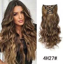 [6 件长波浪接发] 16 个发夹 6 件/套接发 长波浪发型合成假发 耐热 适合女士 - 彩色 - 查看 15