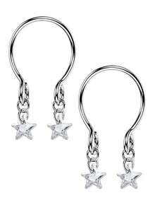 2 件装非穿孔夹式乳环，可调节悬垂式 CZ 乳房饰品，适合女士不锈钢仿穿孔饰品 - 乳環夾 - 查看 20