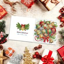 6pcs Christmas Theme Diamond Painting Greeting Card Set, 5 Unique DIY Diamond Art Embellished Christmas Greeting Cards, Craft Paper Materials, Suitable For Christmas, Thanksgiving - Handmade Mosaic Art Postcards To Express Warmth And Best Wishes.