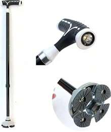 Bastón Plegable Aluminio Con Almoadilla De Apoyo 360° Y Luz - Negro - Ver 2