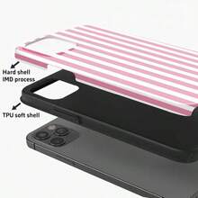 1 Unique 360 ° White And Pink Stripe Printed Phone Case - Cute And Minimalist 2-In-1 Design, Drop-Proof And Shock-Proof Full Coverage, Compatible With IPhone 16 Pro Max/16 Pro/16 Plus/16/15/14/13/12/11. Stylish And Cute - Ideal For Holiday Gifts - Sọc hồng và trắng - Xem 6